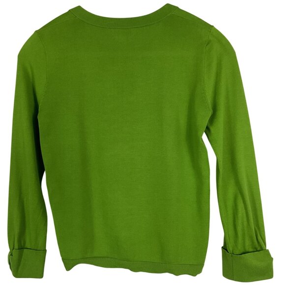 Kate Spade Live Colorfully Green Bow-Sleeve Cardigan Sweater, XS, Cotton - Picture 4 of 8